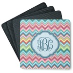 Retro Chevron Monogram Square Rubber Backed Coasters - Set of 4 (Personalized)