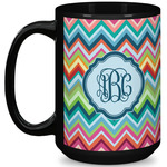 Retro Chevron Monogram 15 Oz Coffee Mug - Black