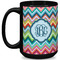 Retro Chevron Monogram Coffee Mug - 15 oz - Black Full