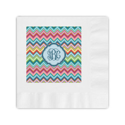 Retro Chevron Monogram Coined Cocktail Napkins