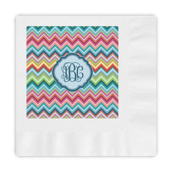 Custom Retro Chevron Monogram Embossed Decorative Napkins