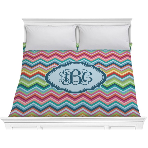 Custom Retro Chevron Monogram Comforter - King (Personalized)