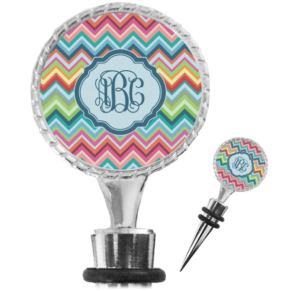 Custom Retro Chevron Monogram Wine Bottle Stopper (Personalized)