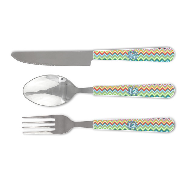 Custom Retro Chevron Monogram Cutlery Set