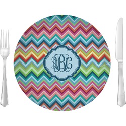 Retro Chevron Monogram Glass Lunch / Dinner Plate 10" (Personalized)