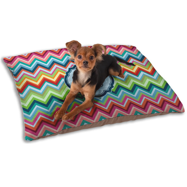 Custom Retro Chevron Monogram Dog Bed - Small