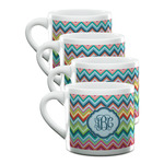 Retro Chevron Monogram Double Shot Espresso Cups - Set of 4