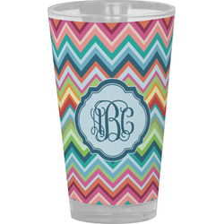 Retro Chevron Monogram Pint Glass - Full Color