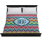 Retro Chevron Monogram Duvet Cover - King - On Bed - No Prop