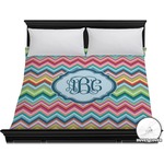 Retro Chevron Monogram Duvet Cover - King (Personalized)