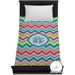 Retro Chevron Monogram Duvet Cover - Twin XL (Personalized)