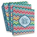 Retro Chevron Monogram 3 Ring Binder - Full Wrap