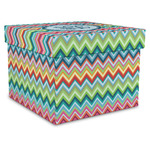 Retro Chevron Monogram Gift Box with Lid - Canvas Wrapped - XX-Large