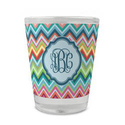 Retro Chevron Monogram Glass Shot Glass - 1.5 oz - Set of 4