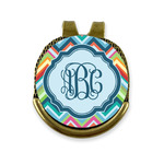 Retro Chevron Monogram Golf Ball Marker - Hat Clip - Gold