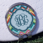 Retro Chevron Monogram Golf Ball Marker - Hat Clip