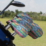 Retro Chevron Monogram Golf Club Iron Cover - Set of 9