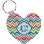 Retro Chevron Monogram Heart Plastic Keychain