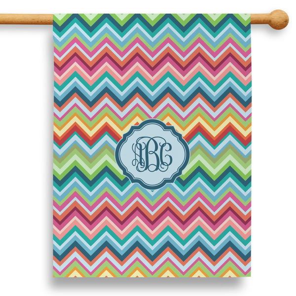 Custom Retro Chevron Monogram 28" House Flag - Single Sided