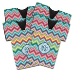 Retro Chevron Monogram Jersey Bottle Cooler - Set of 4