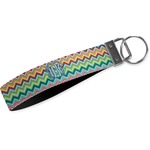 Retro Chevron Monogram Webbing Keychain Fob - Large (Personalized)