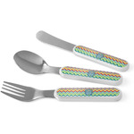 Retro Chevron Monogram Kid's Flatware