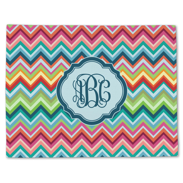 Custom Retro Chevron Monogram Single-Sided Linen Placemat - Single