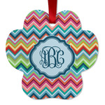 Retro Chevron Monogram Metal Paw Ornament - Double Sided