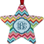 Retro Chevron Monogram Metal Star Ornament - Double Sided