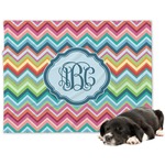 Retro Chevron Monogram Dog Blanket - Large (Personalized)