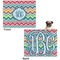 Retro Chevron Monogram Microfleece Dog Blanket - Large- Front & Back