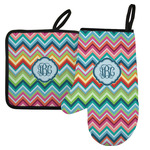 Retro Chevron Monogram Left Oven Mitt & Pot Holder Set