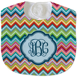 Retro Chevron Monogram Velour Baby Bib