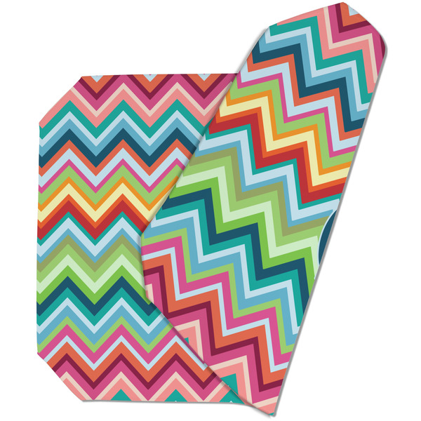 Custom Retro Chevron Monogram Dining Table Mat - Octagon (Double-Sided)