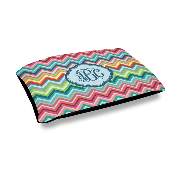 Custom Retro Chevron Monogram Outdoor Dog Bed - Medium