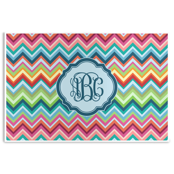 Custom Retro Chevron Monogram Disposable Paper Placemats