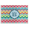 Retro Chevron Monogram Disposable Paper Placemat - Front View