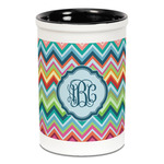 Retro Chevron Monogram Ceramic Pencil Holders - Black