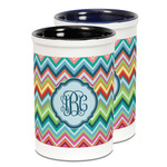 Retro Chevron Monogram Ceramic Pencil Holder - Large