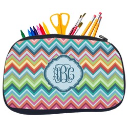 Retro Chevron Monogram Neoprene Pencil Case - Medium