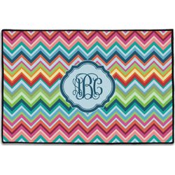 Retro Chevron Monogram Door Mat - 36"x24" (Personalized)