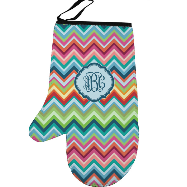 Custom Retro Chevron Monogram Left Oven Mitt (Personalized)