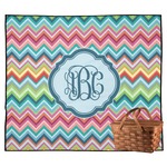 Retro Chevron Monogram Outdoor Picnic Blanket (Personalized)