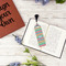 Retro Chevron Monogram Plastic Bookmarks - In Context