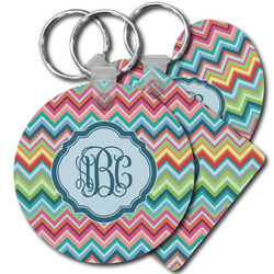 Retro Chevron Monogram Plastic Keychain