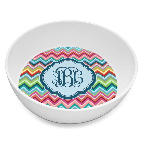 Custom Retro Chevron Monogram Melamine Bowl - 8 oz (Personalized)