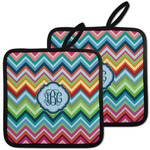 Retro Chevron Monogram Pot Holders - Set of 2