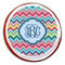 Retro Chevron Monogram Printed Icing Circle - Large - On Cookie