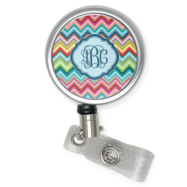 Custom Retro Chevron Monogram Retractable Badge Reel (Personalized)