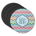 Retro Chevron Monogram Round Rubber Backed Coasters - Set of 4 (Personalized)